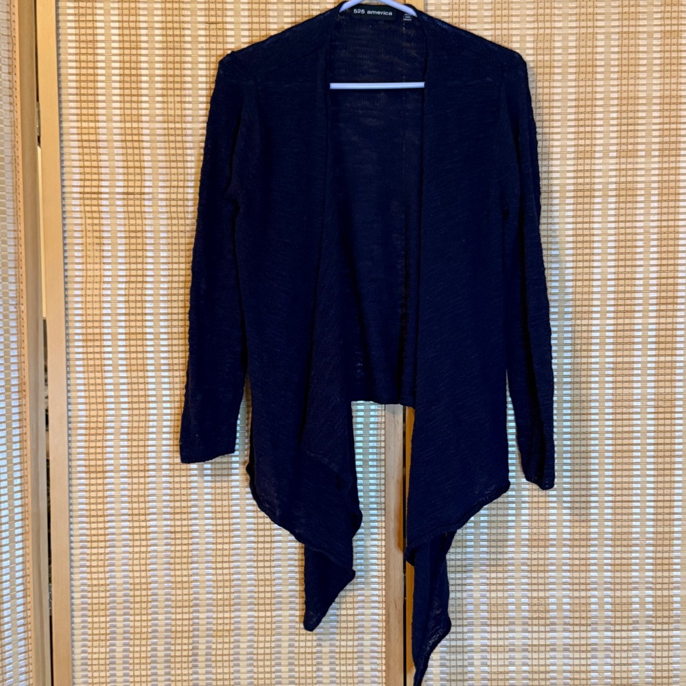 Lightweight Open-Front Draped Cardigan - Navy